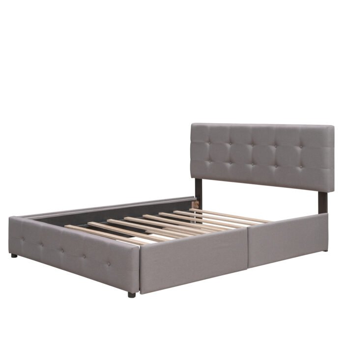 Upholstered Platform Bed with 2 Drawers and 1 Twin XL Trundle Queen Size - Image 11