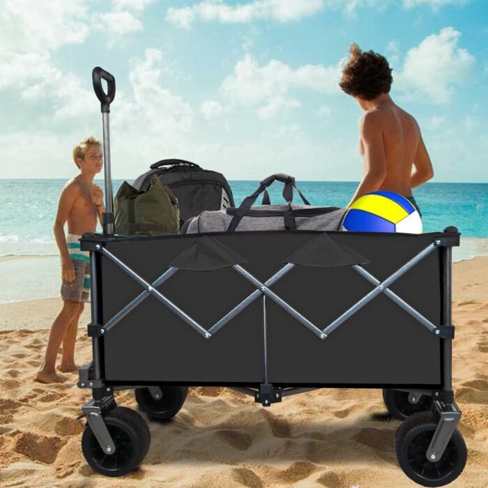 Collapsible Folding Wagon Push Pull Foldable Beach Wagon Cart - Image 4