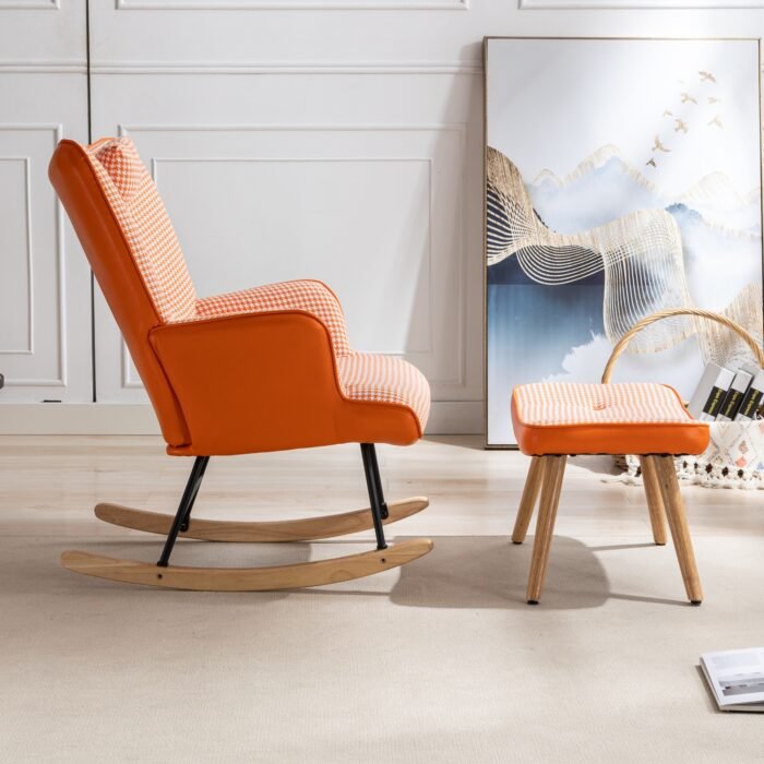 Rocking Chair Soft Houndstooth Fabric Leather Fabric - Image 4