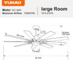 Mordern Farmhouse 62 In Black Ceiling Fan with Smart App and Remote Control - Image 14