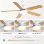 42" Modern Ceiling Fan With 3 Color Dimmable Light 5 Blades and Remote Control - Image 5