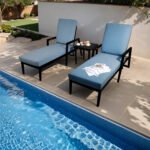 3PC Outdoor Aluminum Patio Furniture Chaise Lounge (Set of 2)