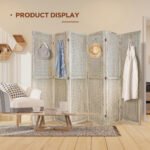 6 Panel Wooden Folding Room Divider Display for Privacy (5,6ft) natural wood - Image 3