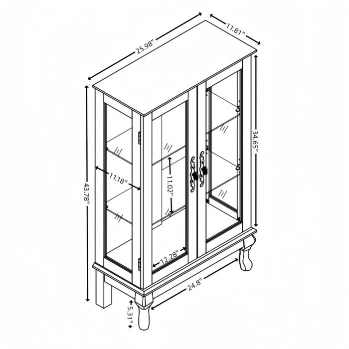 Dual door Curio cabinet with tempered glass doors - Image 20