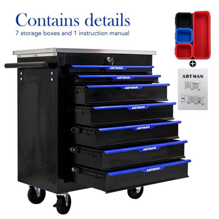 7 Drawers Multi Functional  Tool Cart With Wheels - Image 7