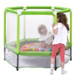 55'' Toddlers Trampoline with Safety Enclosure Net and Balls - Image 8