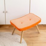 Wooden Square ottoman stool with Cushion (orange)