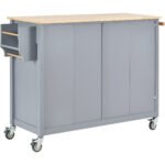 Kitchen Island Cart with Solid Wood Top and Locking Wheels (Gray) - Image 7
