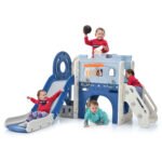 9 in 1 Toddler Slide Set for Toddlers Ages 1+ with Basketball Hoop, Tunnel and Storage Space, Pirate Ship and Themed Slide - Image 12
