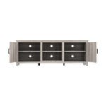 TV Stand Storage Media Console Entertainment Center With Two Doors, Grey Walnut - Image 12