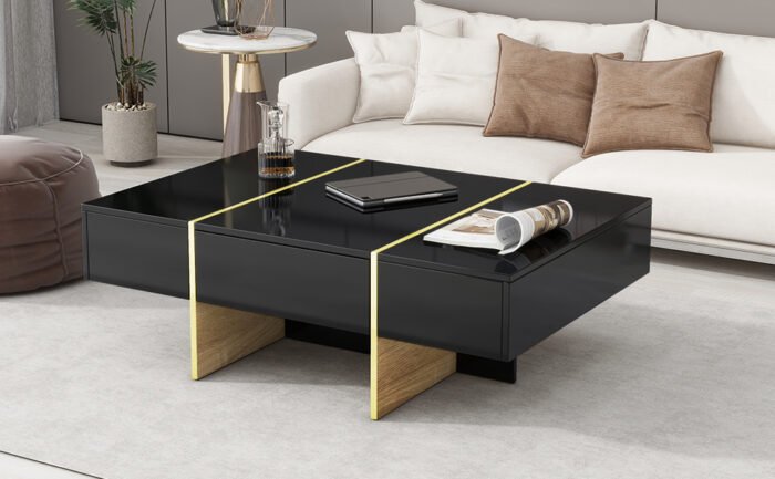 Multifunctional rectangular coffee table with 2 drawers - Image 3