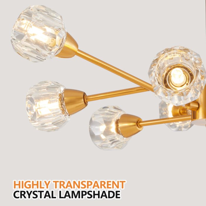 9 Lights Crystal Golden Chandeliers for Living Room - Image 7