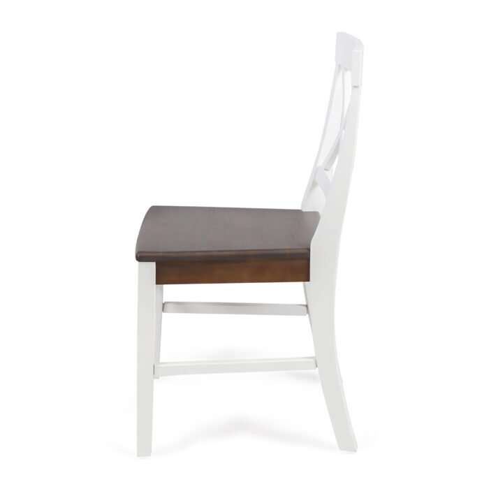 Roshan Farmhouse Acacia Wood Dining Chairs, White / Walnut (Set of 2) - Image 4