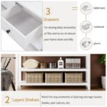 Retro Design Entrance Console with Two Open Shelves - Image 7