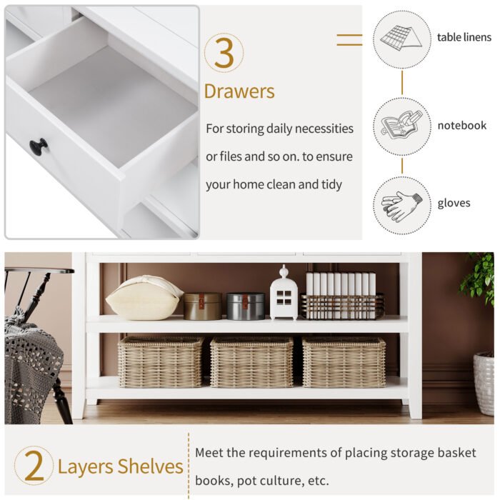 Retro Design Entrance Console with Two Open Shelves - Image 7