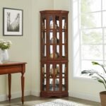 Corner Curio Cabinet with 5 Shelves and Lighting System, Walnut - Image 2