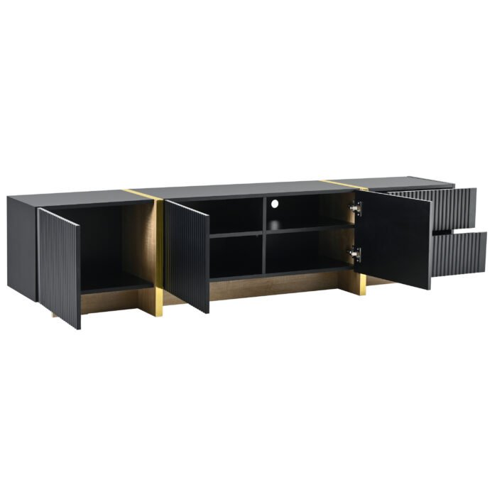 Luxury Fluted TV Stand Entertainment Center with Storage Cabinets (Up to 80") - Image 10