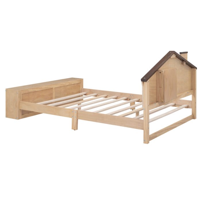 Full Size House Platform Bed with LED Lights and Storage - Image 7