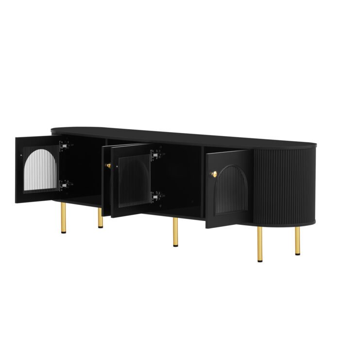 U-Can Modern TV Stand with 4 Cabinets and Metal Legs and Handles (up to 80 Inches) - Image 7