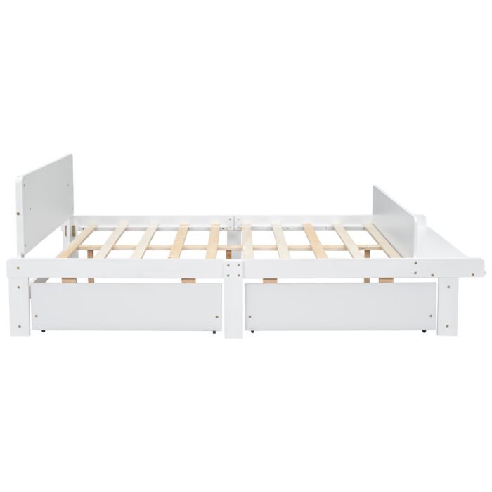 Full Bed with Footboard Bench 2 drawers White - Image 11