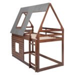 Wood Twin Size House Bunk Bed with Roof, Ladder and 2 Windows - Image 6
