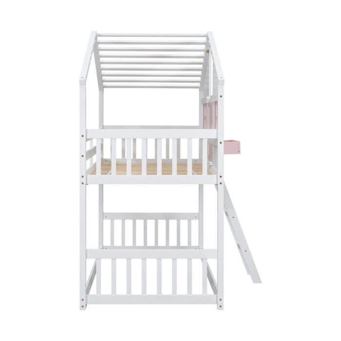 Twin over House Bunk Bed with Roof and Window and with Safety Guardrails and Ladder - Image 16
