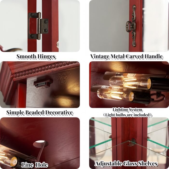 Corner Curio cabinet with illuminated tempered glass and adjustable brackets - Image 14