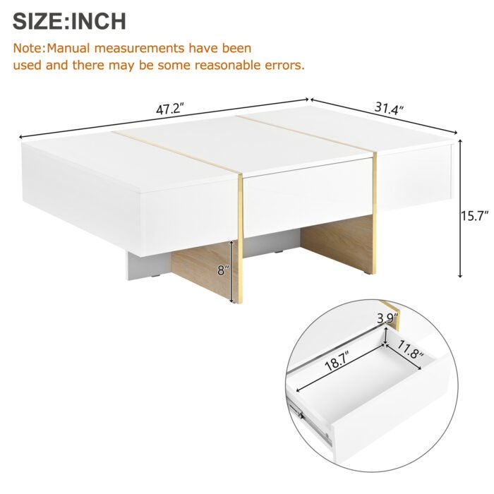 Multifunctional rectangular sofa table with 2 drawers - Image 5