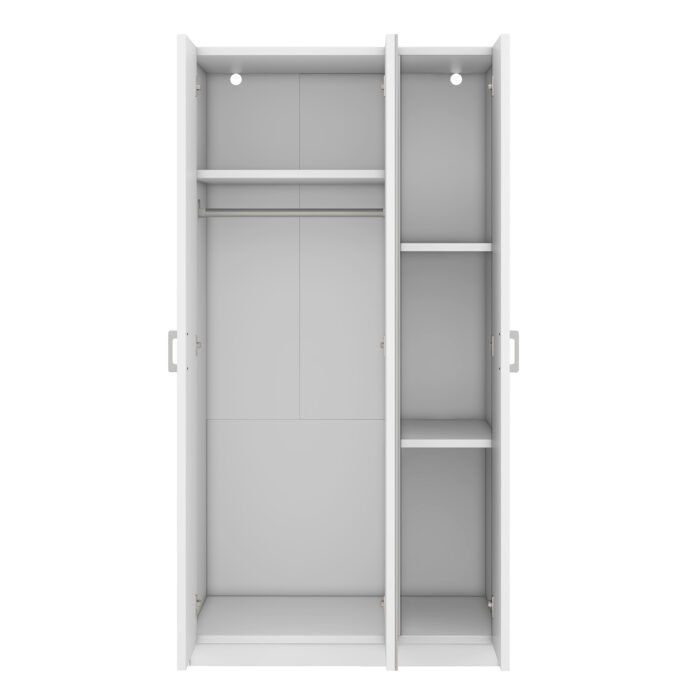 3 Door Wardrobe with Mirror and Hanging Rod - Image 7