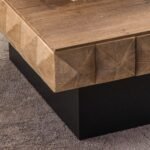 Three dimensional Embossed Wooden Pattern Square Retro Coffee Table - Image 7