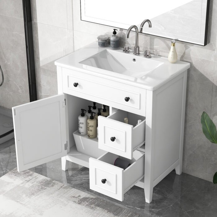 Bathroom Vanity with Sink Top with Door and Two Drawers - Image 4