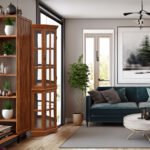 Corner Curio Cabinet with five Shelves and Lighting System (Oak)