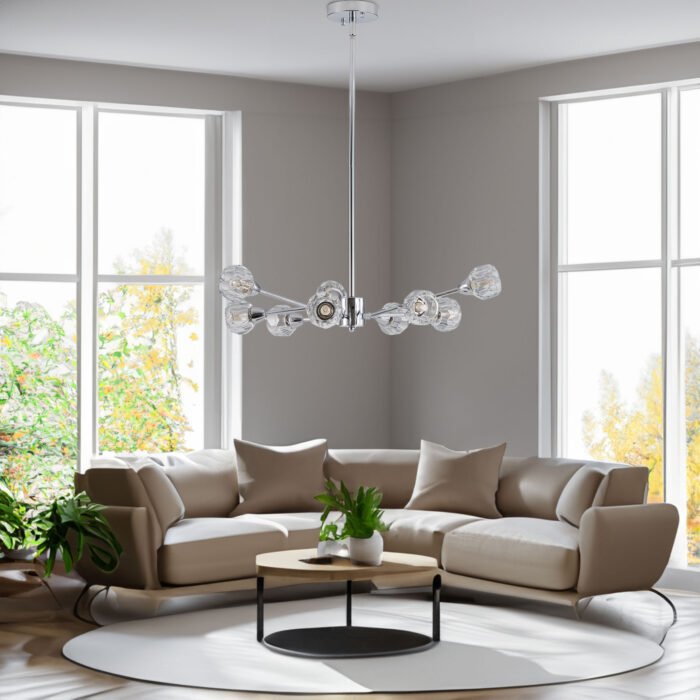 9 Lights Silver Crystal Chandeliers for Living Room - Image 4
