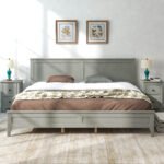 Modern Gray Solid Wood King Platform Bed - Image 4