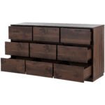 Mid-Century Modern 9 Drawers Dresser,Dark Brown - Image 7