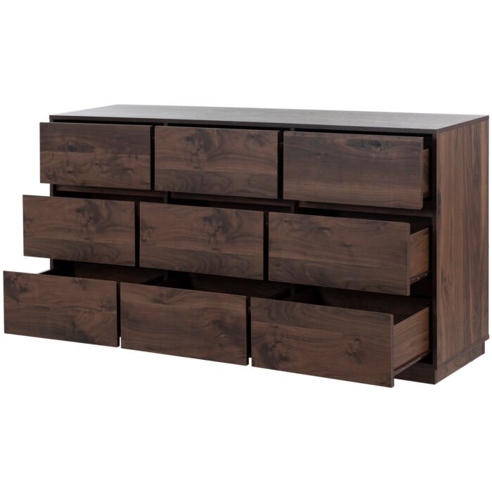 Mid-Century Modern 9 Drawers Dresser,Dark Brown - Image 7