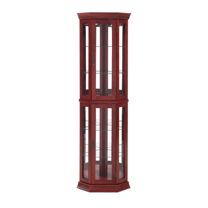 Corner Curio cabinet with illuminated tempered glass and adjustable brackets - Image 13