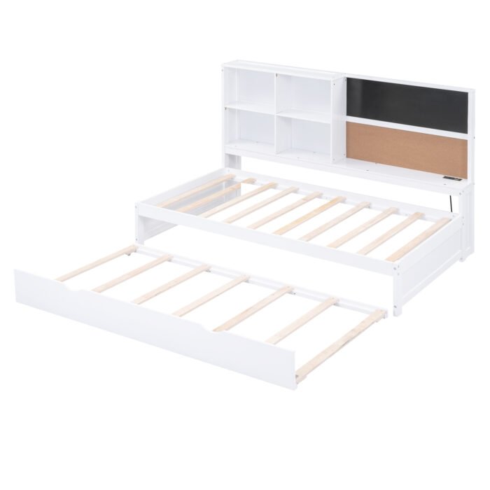 Twin Size Daybed with Storage Shelves and USB Ports and Twin Size Trundle - Image 9