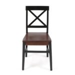 Roshan Farmhouse Acacia Wood Dining Chairs, Black / Walnut (Set of 2) - Image 4