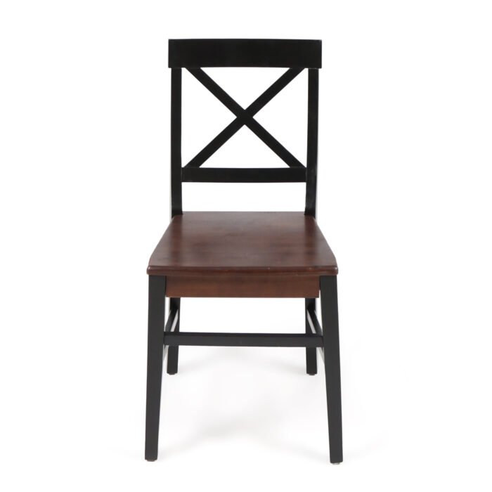 Roshan Farmhouse Acacia Wood Dining Chairs, Black / Walnut (Set of 2) - Image 4