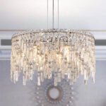 Deluxe round silver crystal chandelier - Image 4