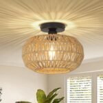 Ceiling Boho Rattan Ceiling Light with Dimmable LED - Image 2