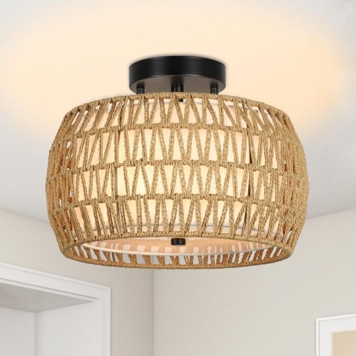 Boho Farmhouse Ceiling Light Semi Flush - Image 2