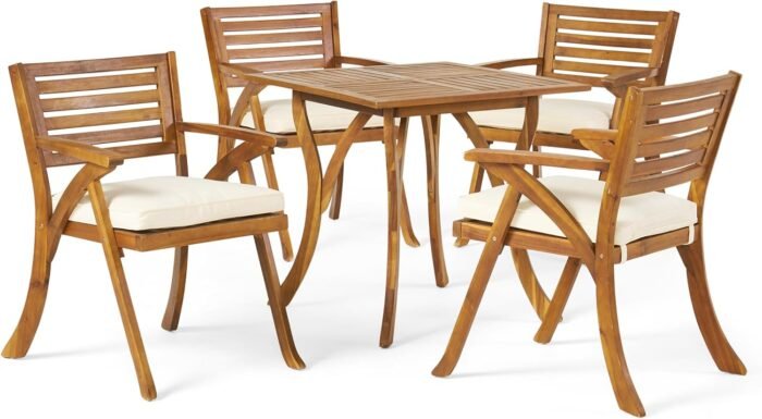 Hermosa 5 Pieces Wooden Dinning Set With Cushions - Image 2