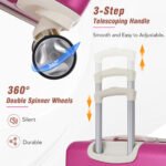 Expandable Lightweigh Single Vintage Luggage with TSA lock and Spinner Wheels (24) Pink - Image 5