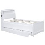 Twin Size Platform Bed with Drawers Storage and LED Headboard - Image 10