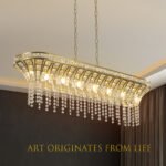 Oval Crystal Champagne Gold Kitchen Island Light - Image 6
