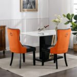Tufted Solid Wood Contemporary PU and Velvet Upholstered Dining Chair (Set of 2) - Image 5