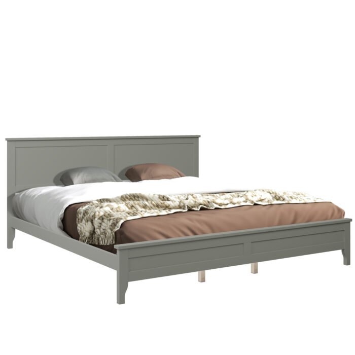 Modern Gray Solid Wood King Platform Bed - Image 5
