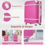 Expandable Lightweigh Single Vintage Luggage with TSA lock and Spinner Wheels (24) Pink - Image 4